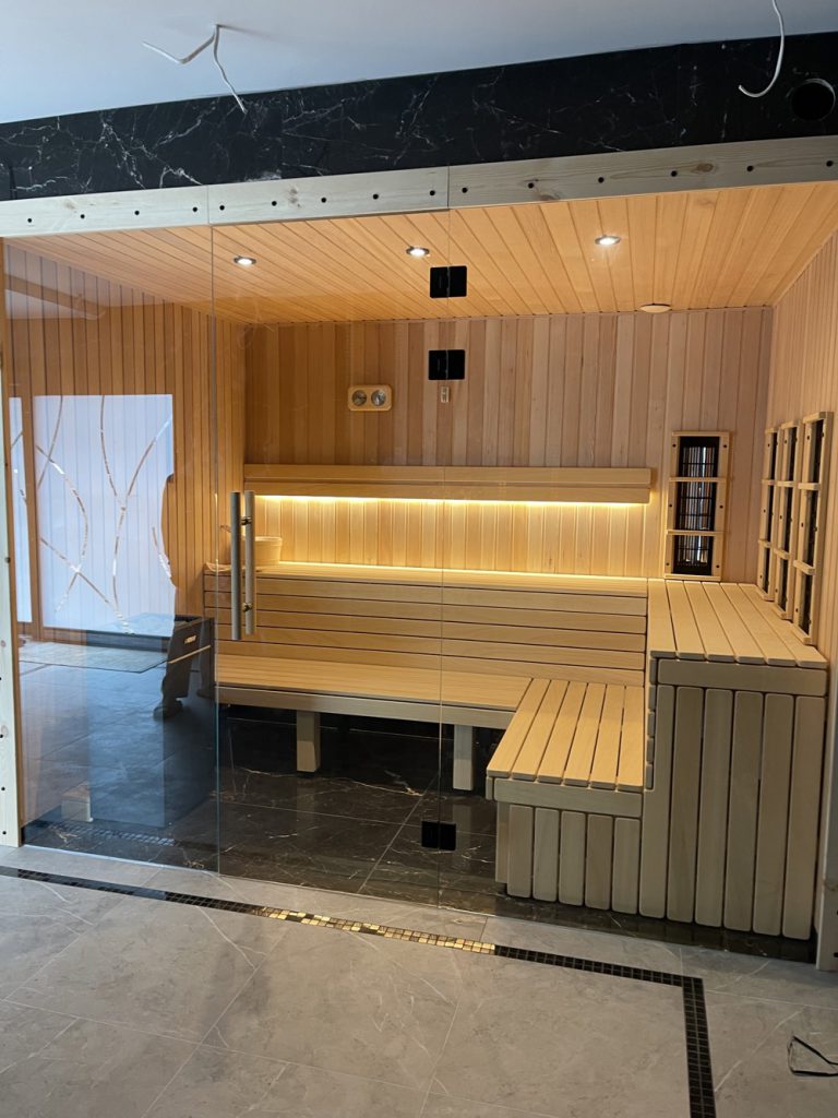 Finnish sauna with LED lighting